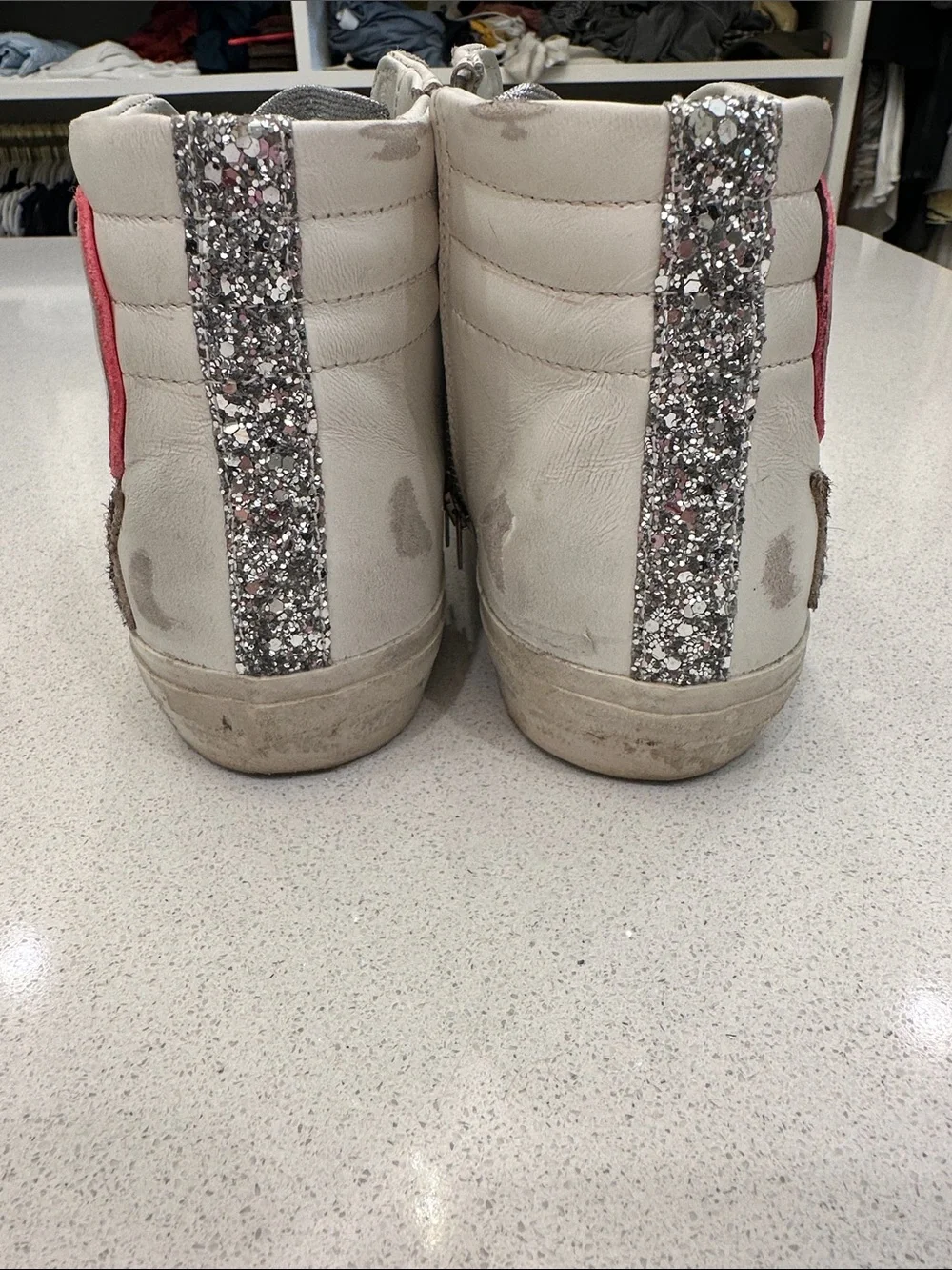 Golden Goose Style High-Top Sneaker with Pink Accent size 39